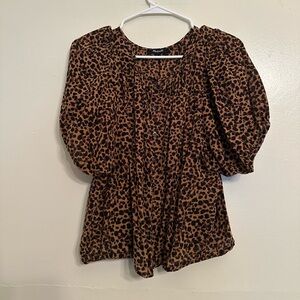 Leopard Print Puff-Sleeve Blouse - Madewell